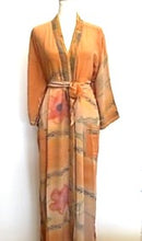 Top of the Line Silk Kimono Duster in a Peach Pastel Print
