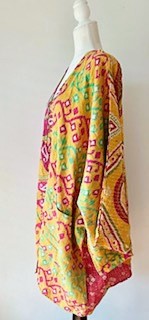 Best Seller: 4 Button Short Kantha Cotton Tunic is Seasonless (Pink Abstract)