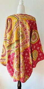 Best Seller: 4 Button Short Kantha Cotton Tunic is Seasonless (Pink Abstract)