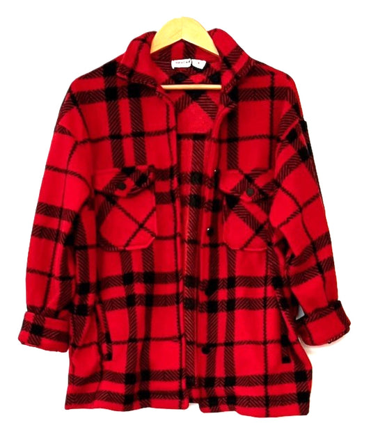 Classic Plaid Fleece Shirt, Red and Black