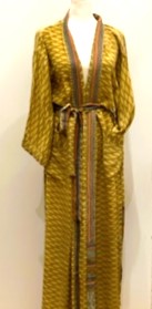 Silk Kimono Duster In a Tailored Print (Gold/Bronze)