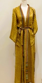 Luxury Mixed Print Silk Kimono Duster is Sophisticated (Gold)