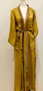 Luxury Mixed Print Silk Kimono Duster is Sophisticated (Gold)