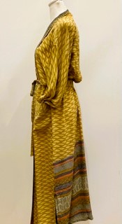 Luxury Mixed Print Silk Kimono Duster is Sophisticated (Gold)