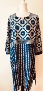 Stylish Block Print Midi Dress Is Subtle and Appealing (Indigo or Taupe)