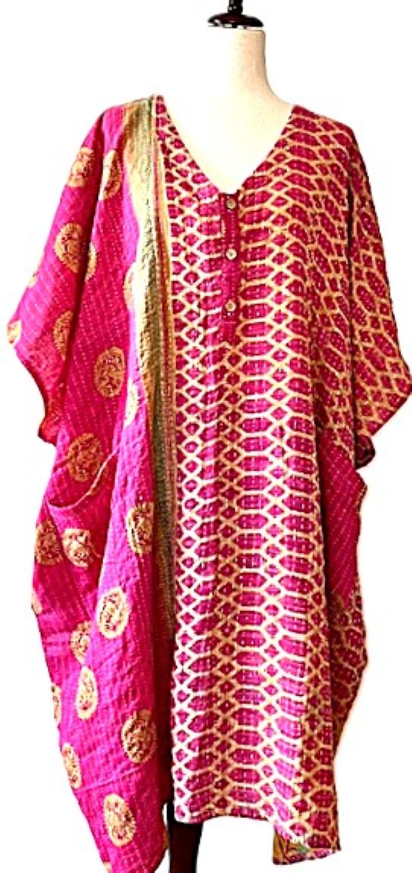 Kantha Bae Midi Muu Tunic (Pink)