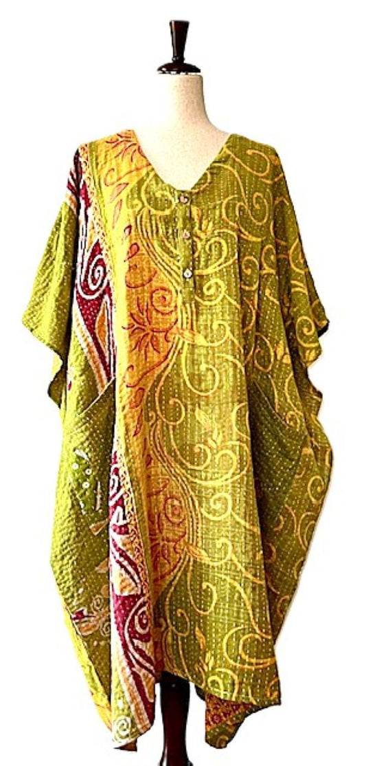 Kantha Bae Midi Muu Tunic (Lime Yellow)