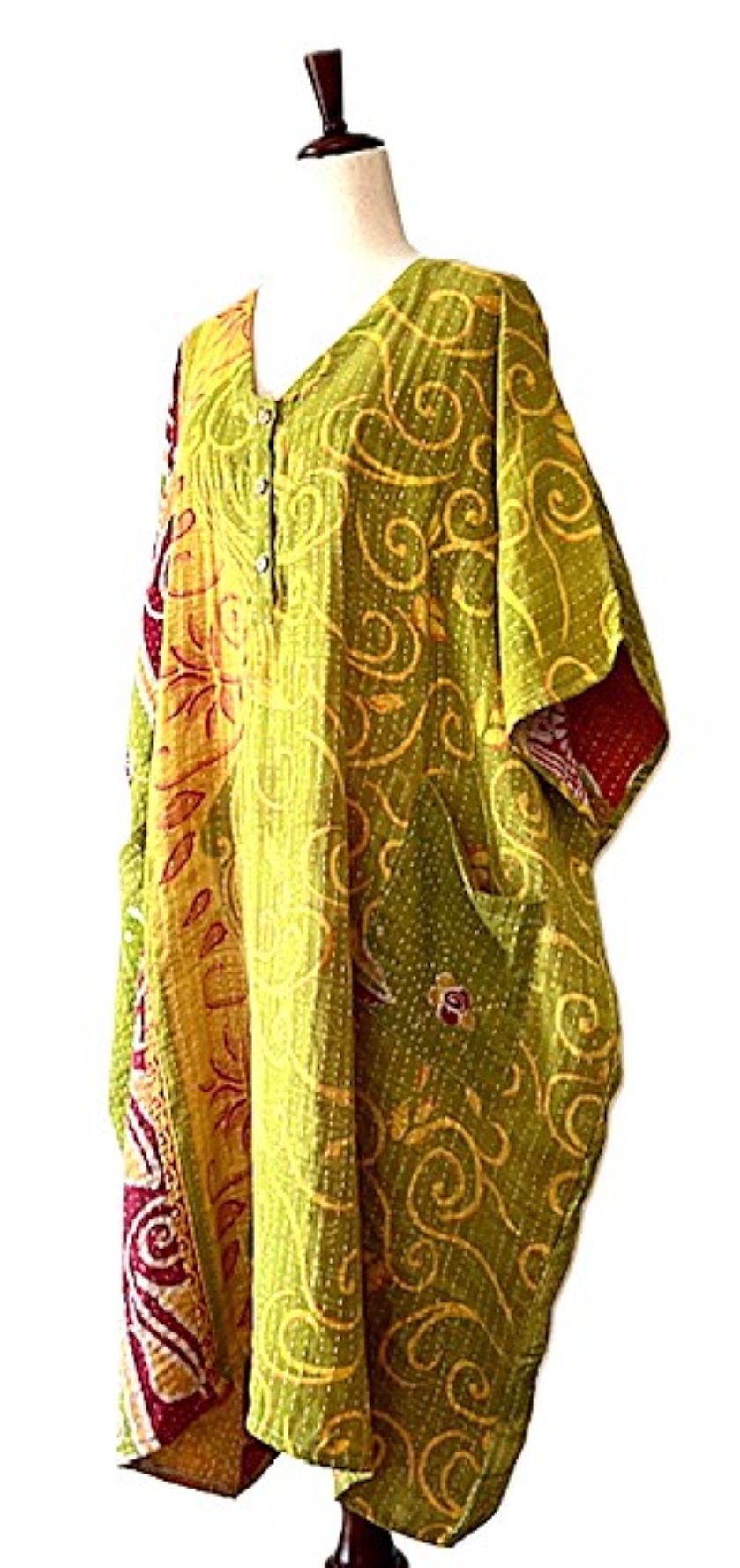 Kantha Bae Midi Muu Tunic (Lime Yellow)