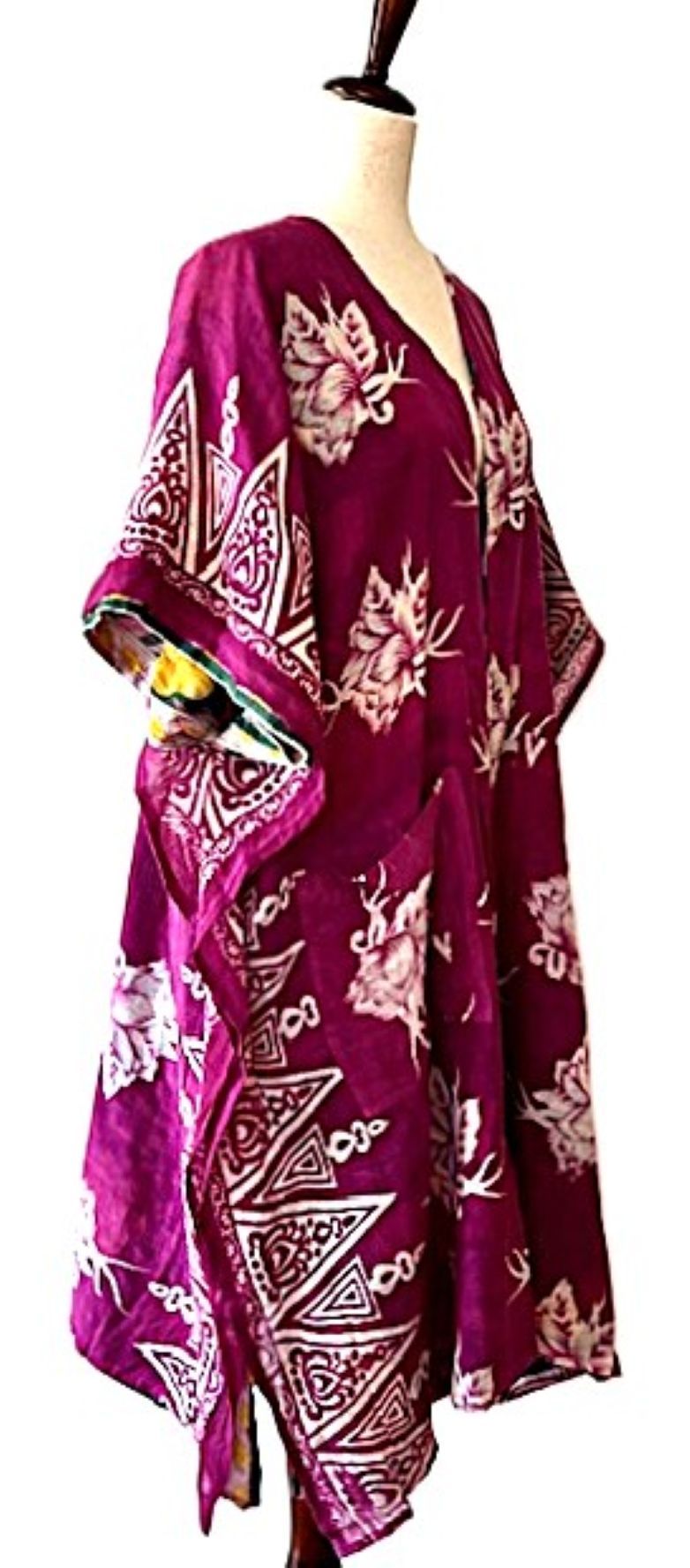 Kantha Bae Take It Easy Cotton Kimono, Fully Reversible.  (Grape Green)