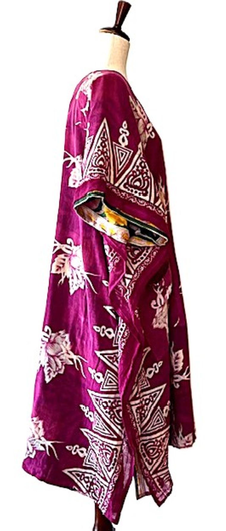 Kantha Bae Take It Easy Cotton Kimono, Fully Reversible.  (Grape Green)