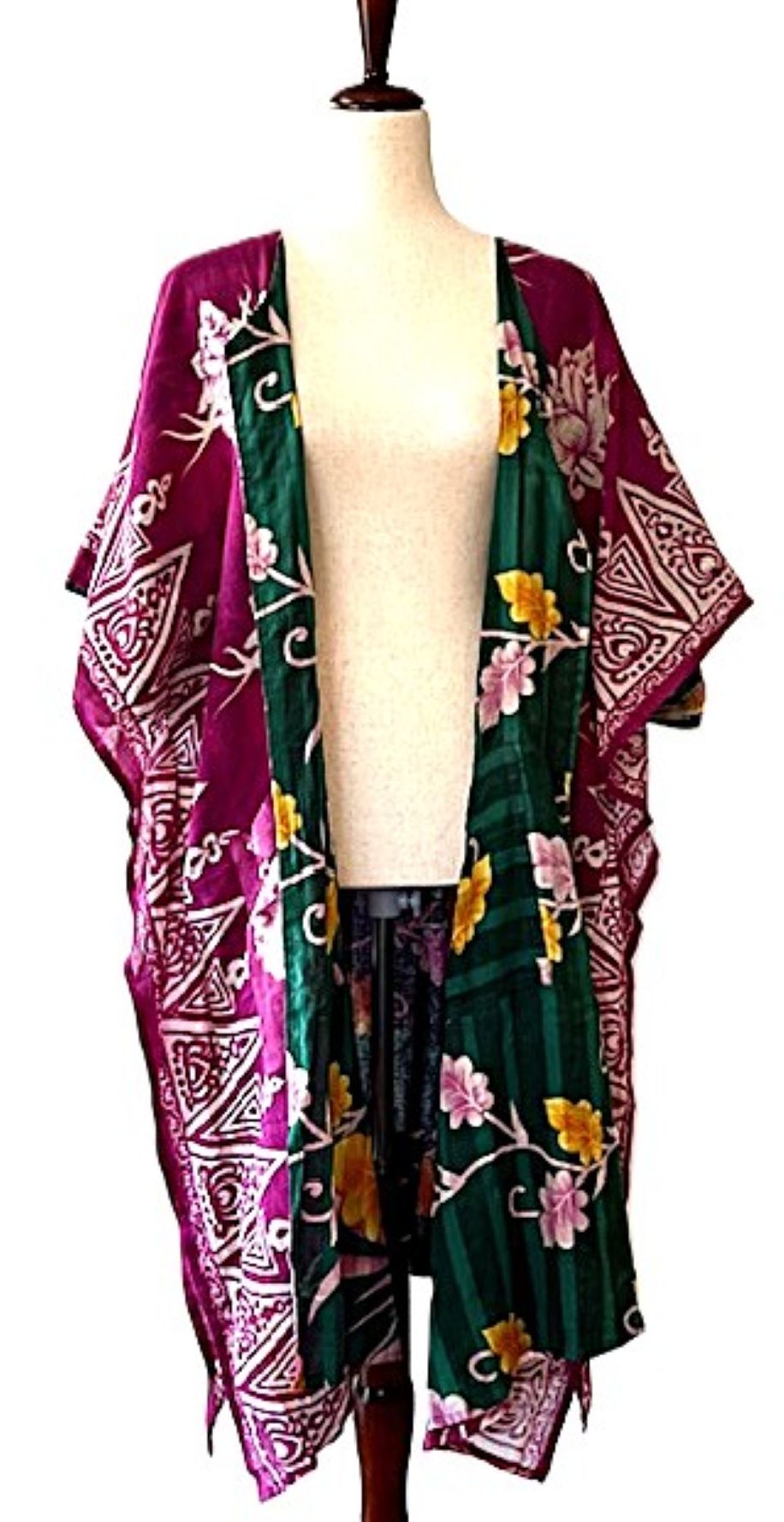Kantha Bae Take It Easy Cotton Kimono, Fully Reversible.  (Grape Green)