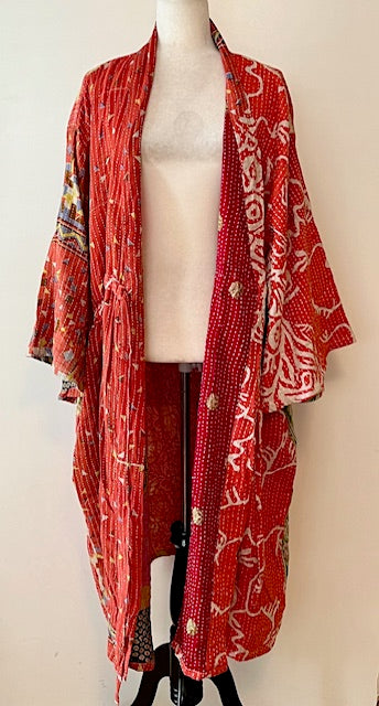 Kantha Bae Dreamweaver Kimono Is A Statement Piece. (Red and White)