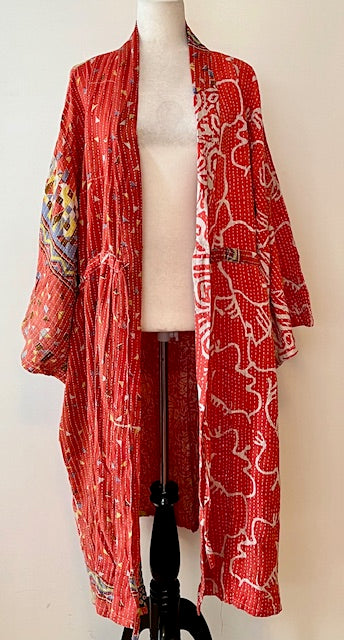 Kantha Bae Dreamweaver Kimono Is A Statement Piece. (Red and White)