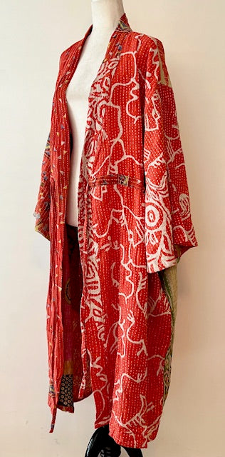 Kantha Bae Dreamweaver Kimono Is A Statement Piece. (Red and White)