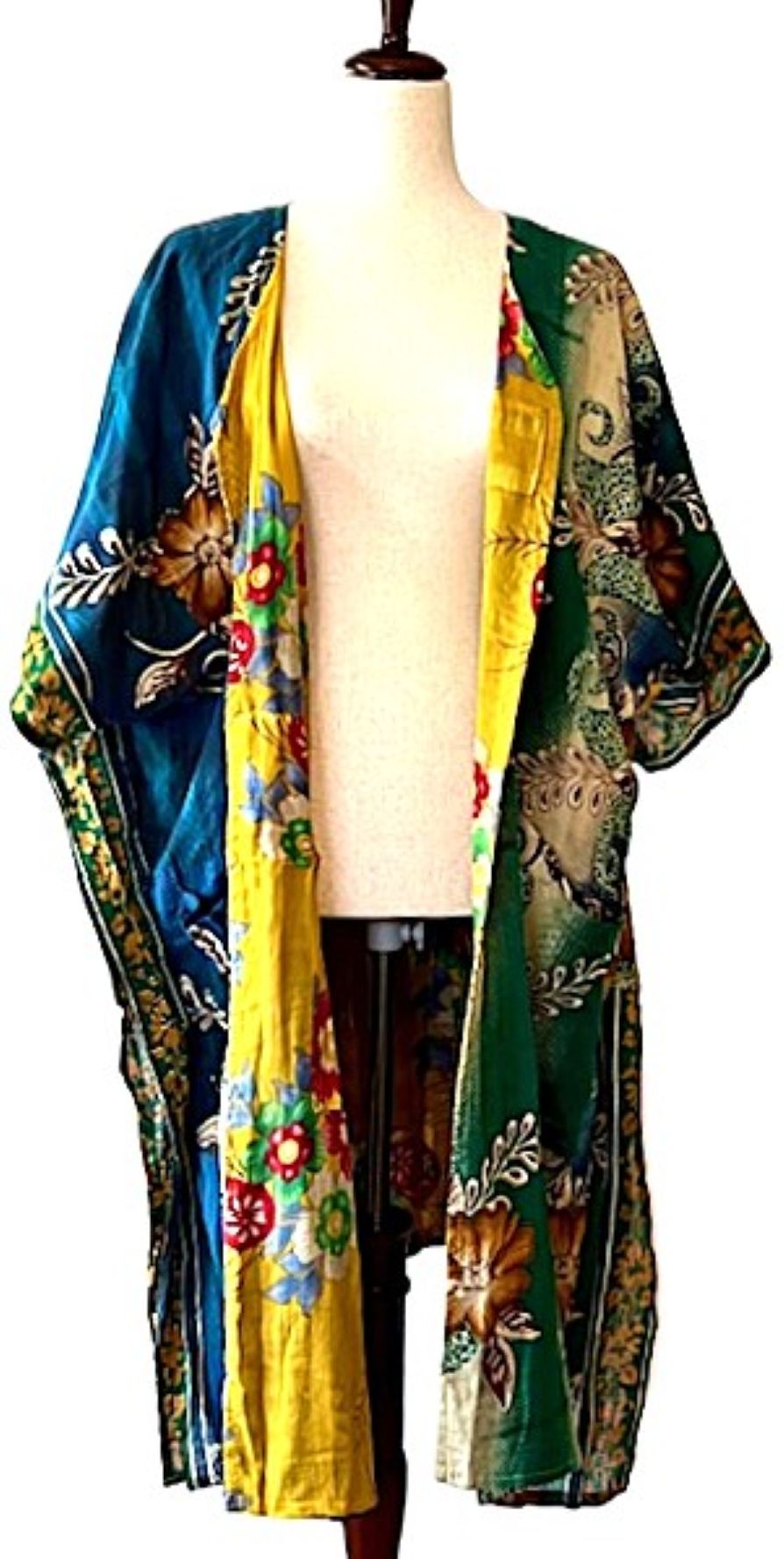 Kantha Bae Take It Easy Cotton Kimono, Fully Reversible. (Yellow Floral)