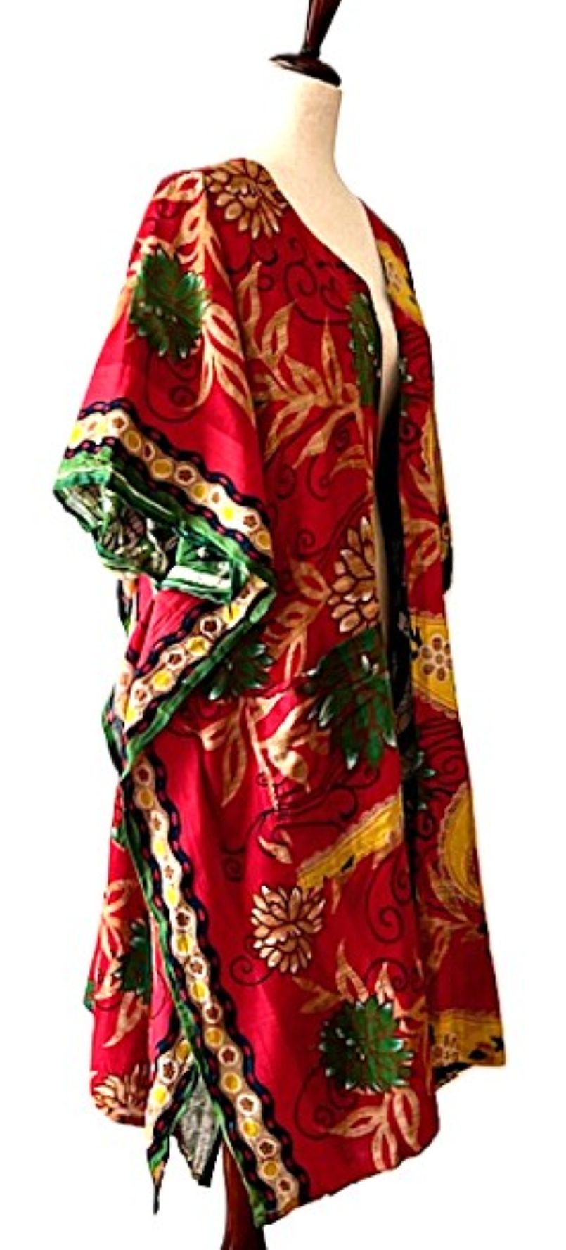 Kantha Bae Take It Easy Cotton Kimono, Fully Reversible. (Red Green)