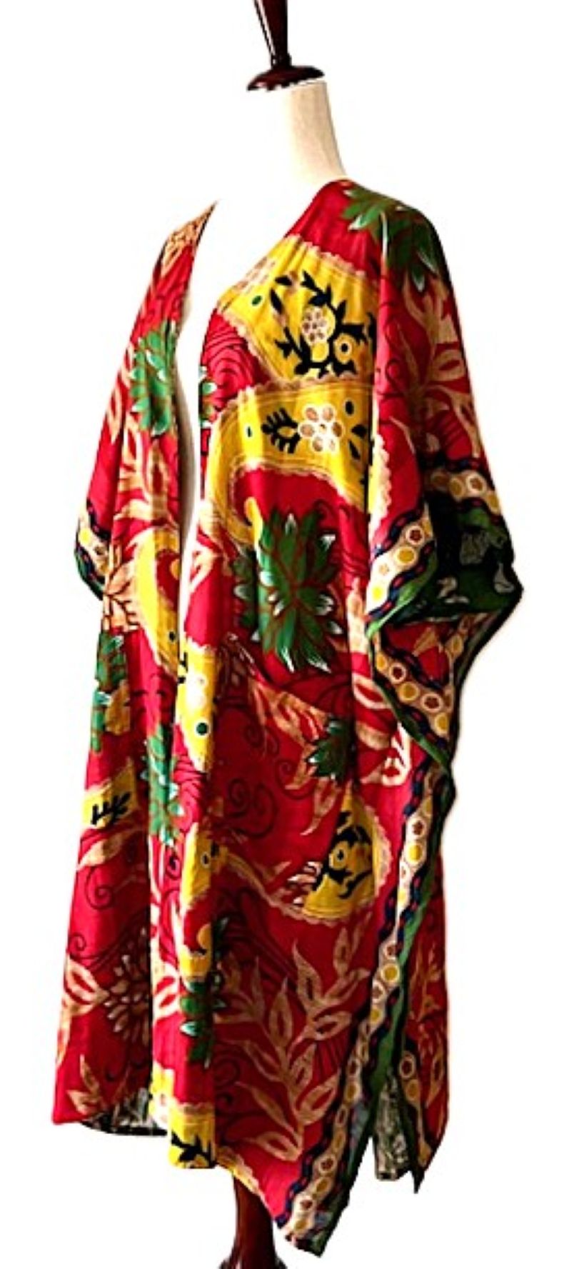 Kantha Bae Take It Easy Cotton Kimono, Fully Reversible. (Red Green)