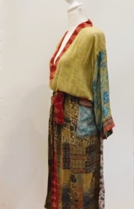 Luxury Mixed Print Silk Kimono Duster is Sophisticated (Mustard)