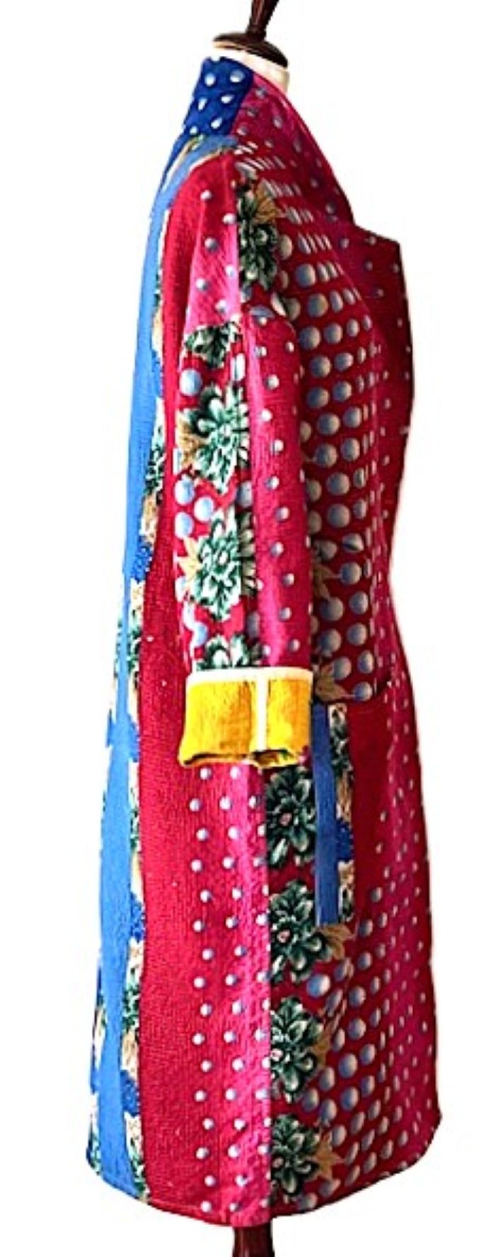Jacket - Wearable Art, Long Boho Quilted Patchwork Coat Is A Statement Piece (Pink)