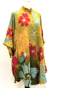 Button Down Easy Cotton Tunic (Floral/Marigold)