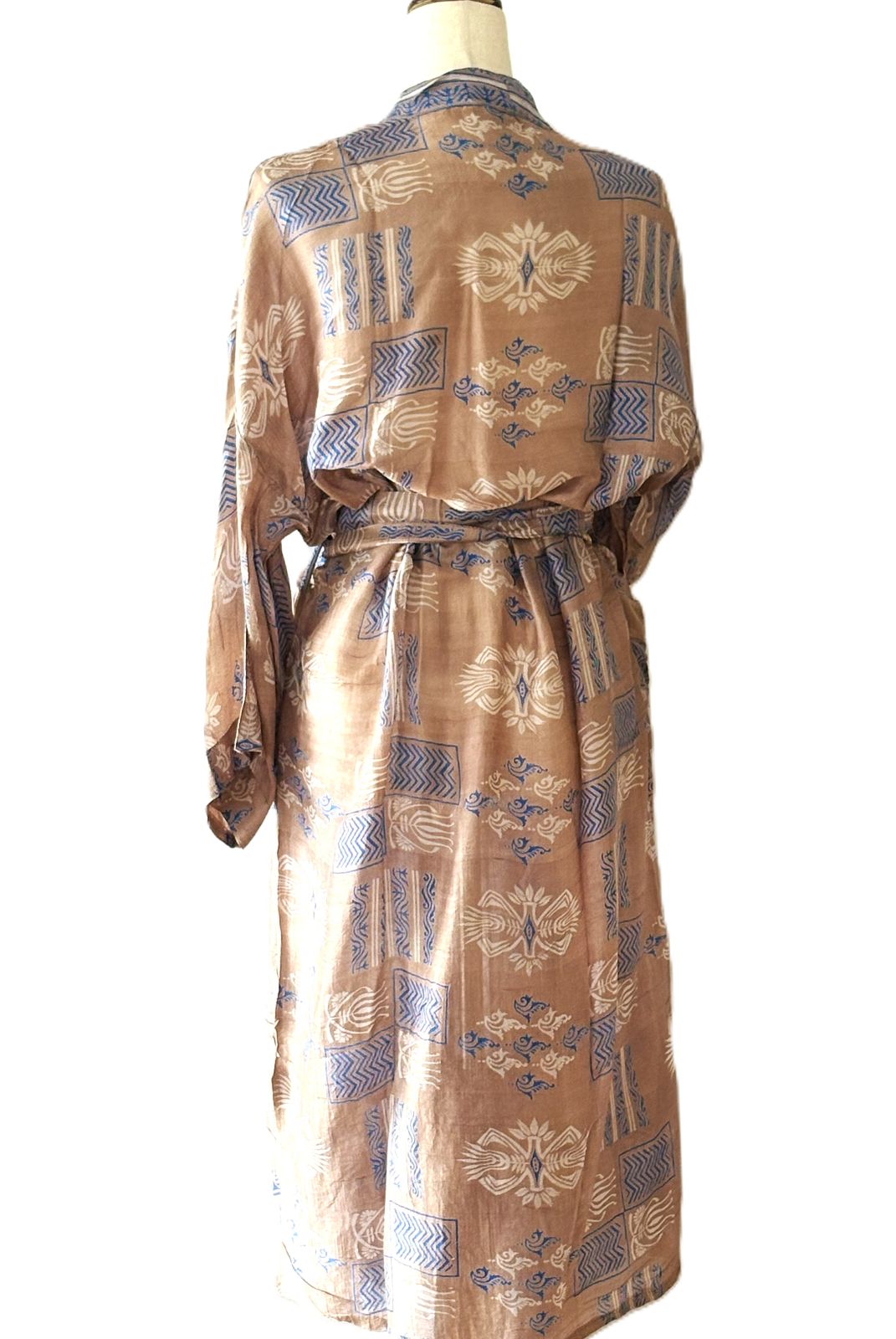 Long Silk Kimono Duster Is Feminine, Light Weight With Engineered Borders