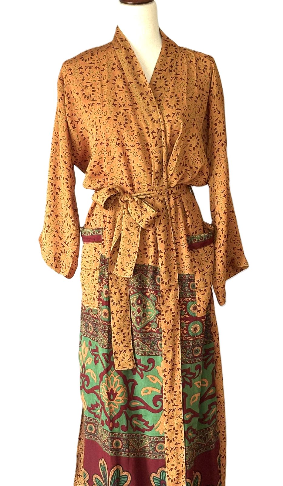 Signature Collection, Asian Influence In This Mixed Print Long Silk Kimono Duster.(Border)