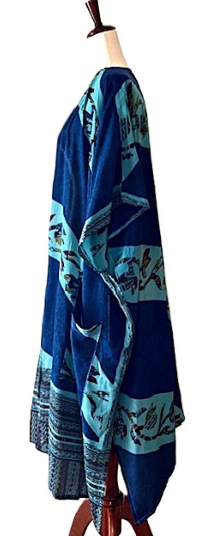 Kantha Bae Silk Solstice Kimono, The Perfect Overwear Layer  (Navy Aqua)