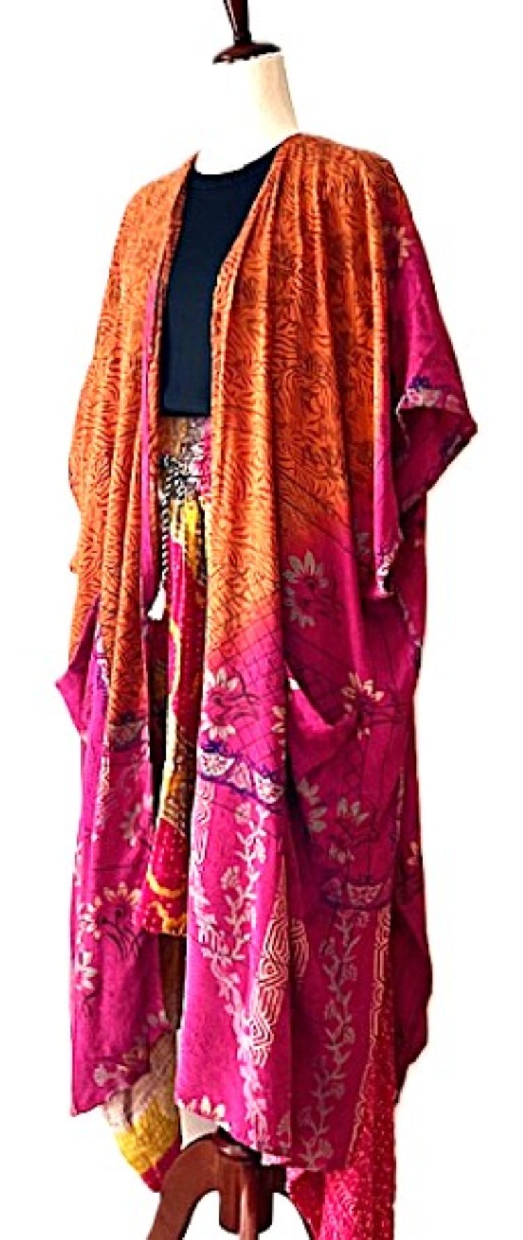 Kantha Bae Silk Solstice Kimono, The Perfect Overwear Layer  (Chartreuse)