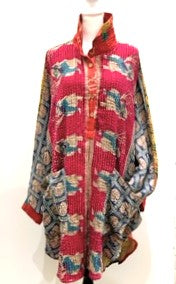 Designer Specialty Overblouse is Versatile: Coat, Coverup, or Top (Red Geo)