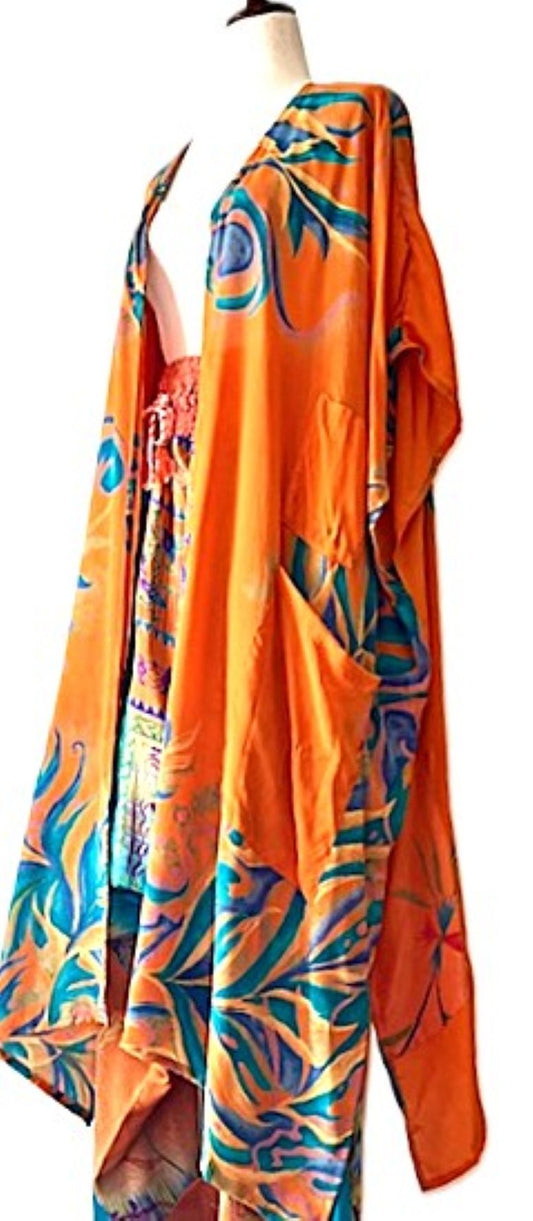 Kantha Bae Silk Solstice Kimono, The Perfect Overwear Layer (Hawaiian)