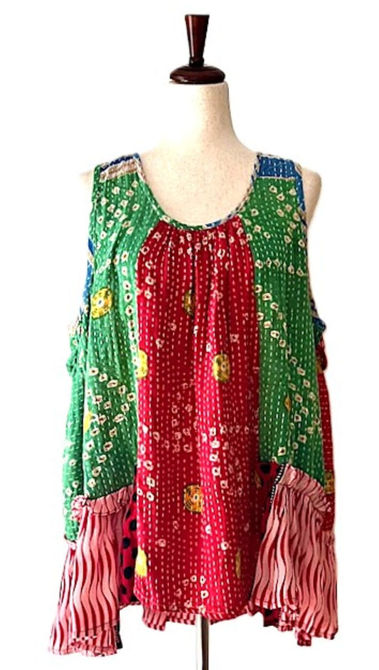 Kantha Bae Mystic Tunic, Mixed Print (Red Green)