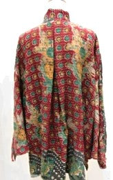 Kantha Cotton Embroidered Tunic: Best Seller (Green/Red)