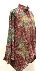 Kantha Cotton Embroidered Tunic: Best Seller (Green/Red)