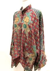 Kantha Cotton Embroidered Tunic: Best Seller (Green/Red)