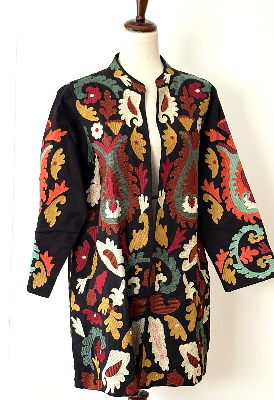 Specialty Collection: Refined, Quilted Hand Embroidered Stroller Jacket. Fully Embroidered.