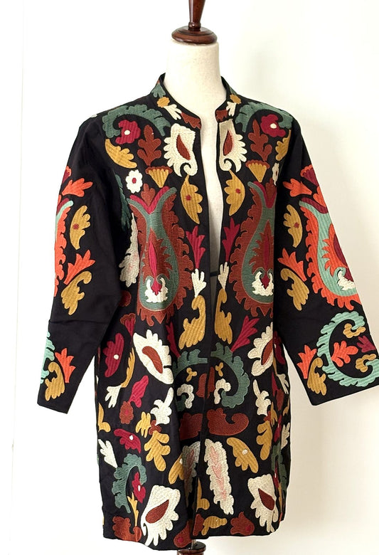 Specialty Collection: Refined, Quilted Hand Embroidered Stroller Jacket. Fully Embroidered.
