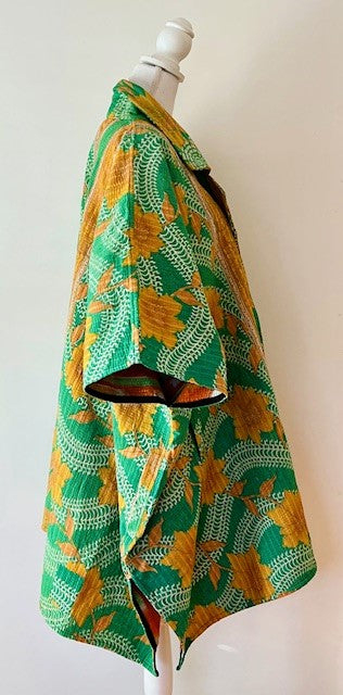 Fully Reversible Blanket Coat Is Bold In Green and Orange