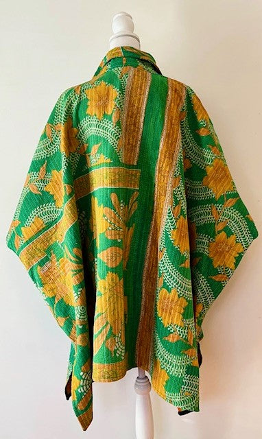 Fully Reversible Blanket Coat Is Bold In Green and Orange