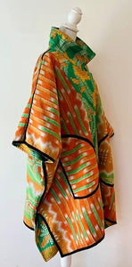 Mixed Print Silk Midi Dress: Comfy, Slimming, and Unique (Orange/Bronze)