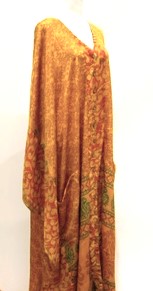Mixed Print Silk Midi Dress: Comfy, Slimming, and Unique (Orange/Bronze)