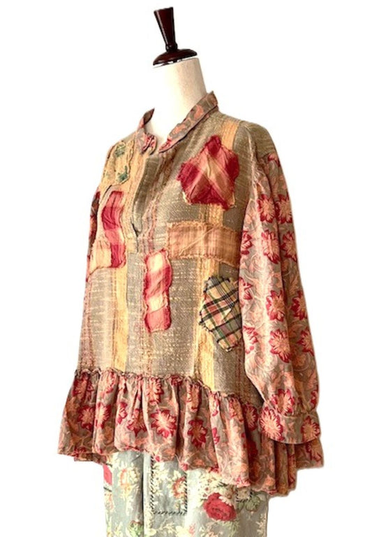 Top: Jaded Gypsy's Early Bloom Top Will  Charm You. Best Seller. (Mixed Print)
