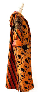 Mixed Print Silk Midi Dress: Comfy, Slimming, and Unique (Orange/Bronze)