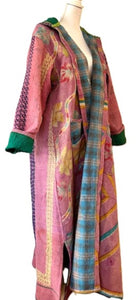 Relaxed Open Short Silk Kimono Jacket (Gold/Rust)