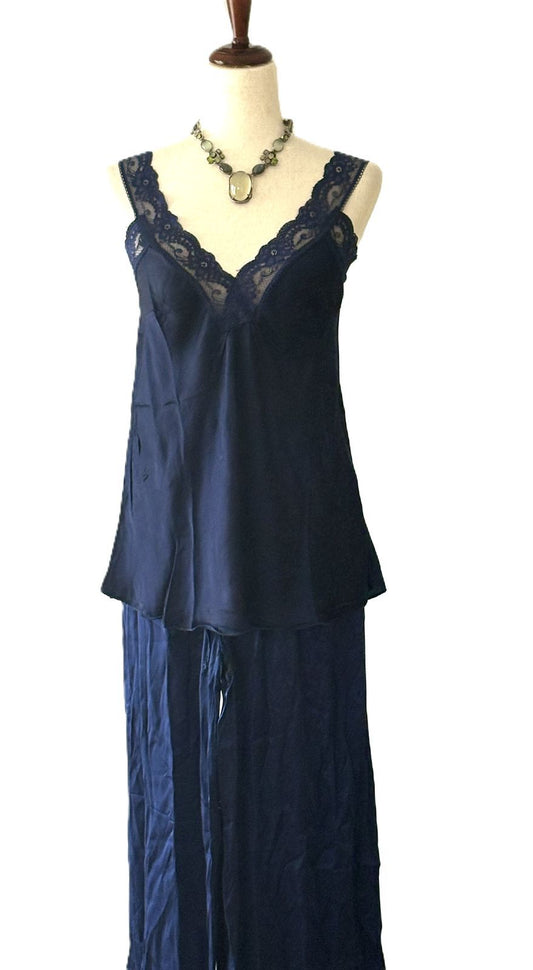 Top,  Lingerie Themed Silk Tank with V-Neck Lace. (6 colors)