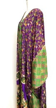 Mixed Print Silk Midi Dress: Comfy, Slimming, and Unique (Purple/Green)