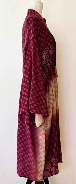 Kantha Bae Dreamweaver Silk Kimono Is A Statement Piece. Wine