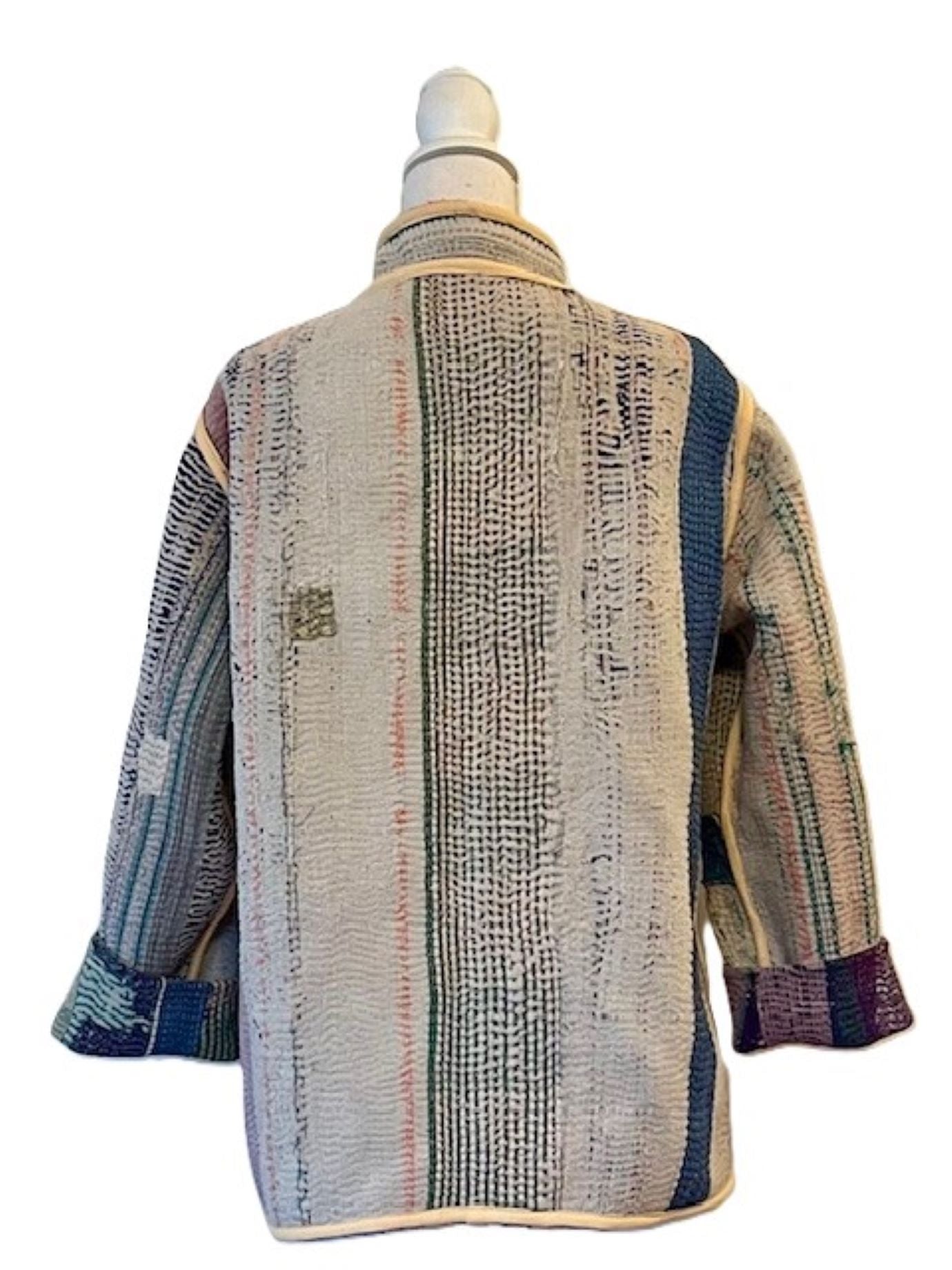 Specialty Collection: Short Designer Patchwork Hand Embroidered Jacket. Fully Reversible.(Pastel)(Copy)