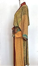 Top of the Line Silk Kimono Duster Mixed Print (Bronze/Green)