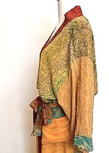 Top of the Line Silk Kimono Duster Mixed Print (Bronze/Green)