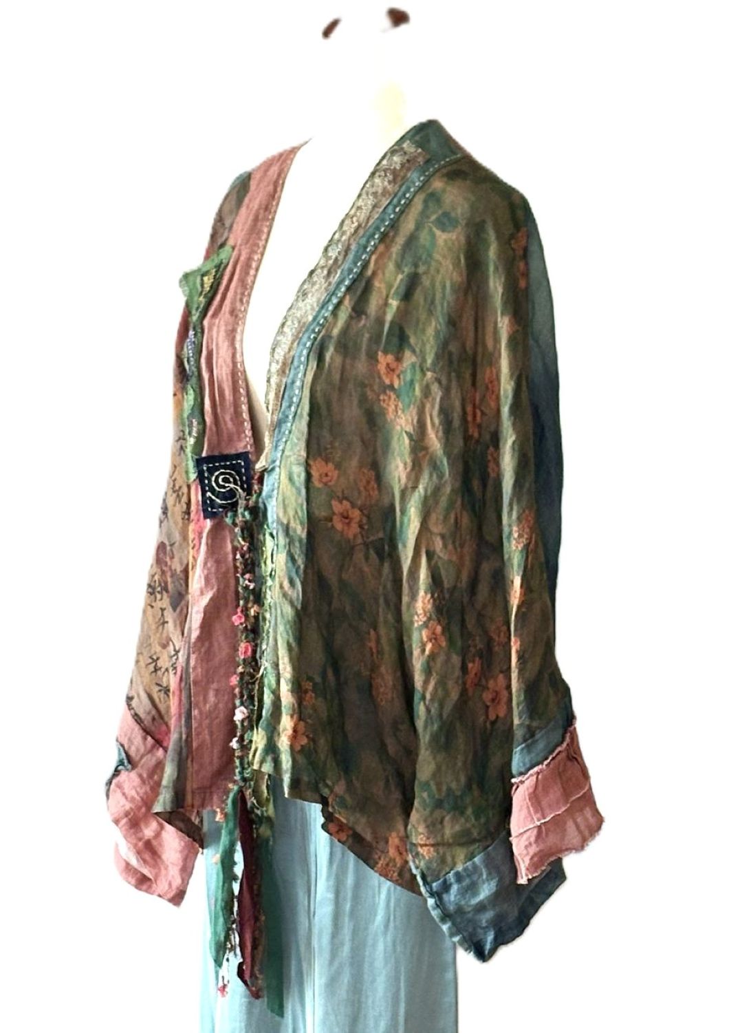 Jacket: Boho Patchwork Kimono Inspired With Artistic Layering.